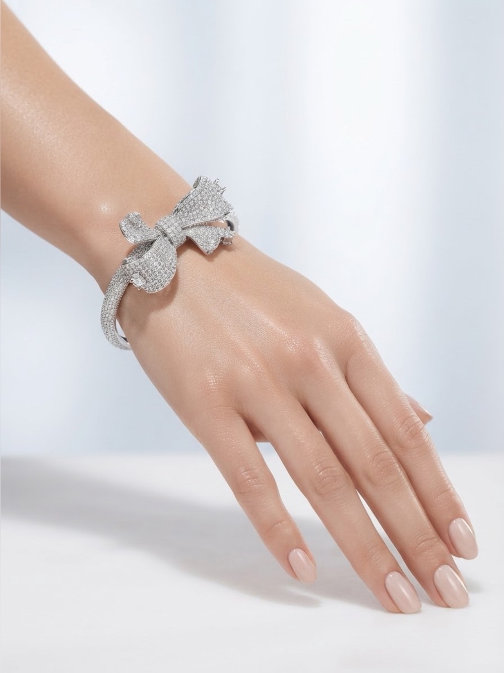 Boutique Statement Crystal Bow Bangle Bracelet